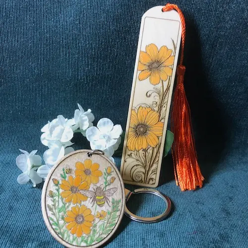 orange flowers keyring & bookmark.webp