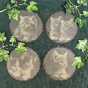 Kittens / Cat - Round Slate Coasters