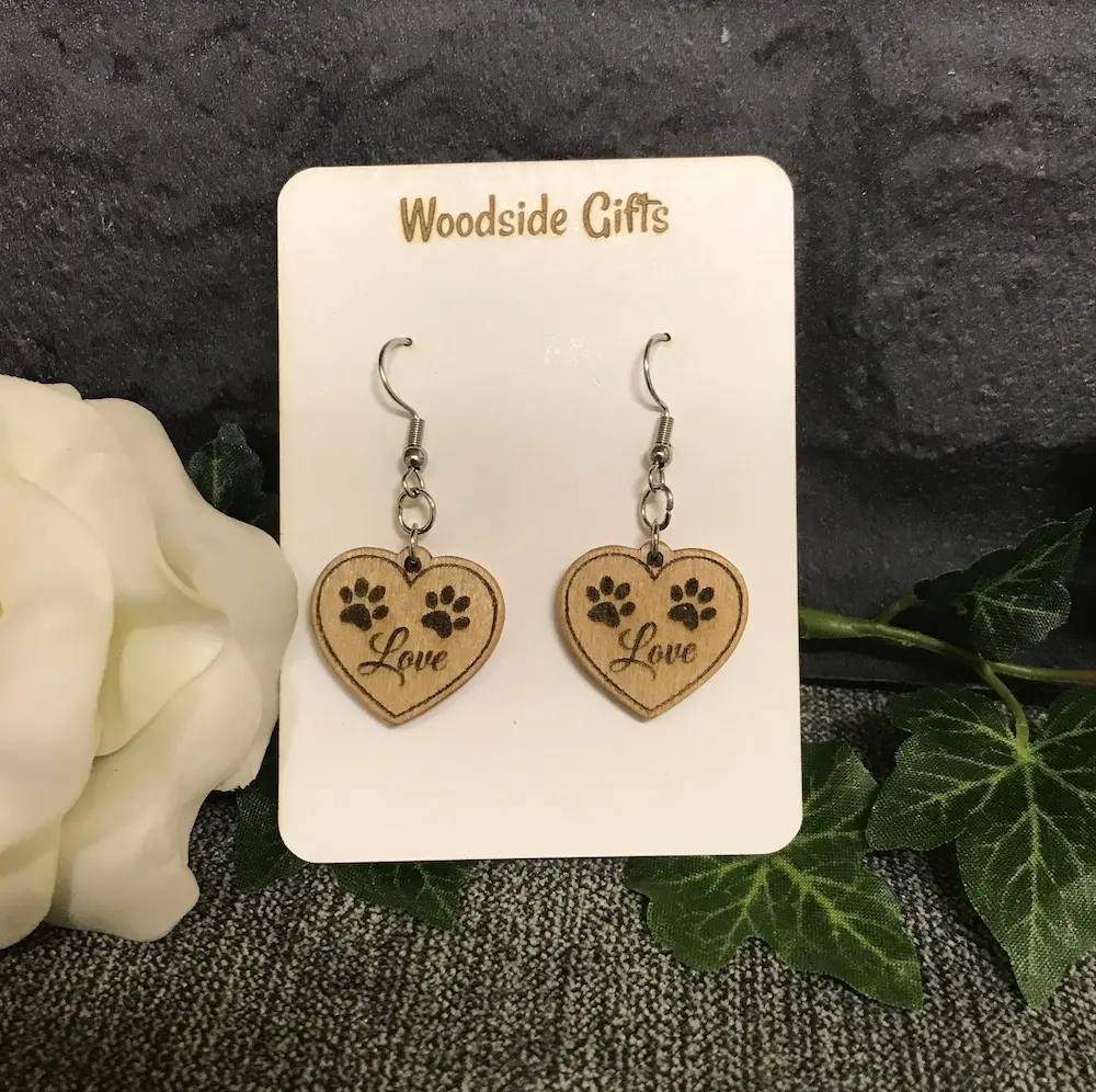 Paws In Hearts - Dangly Earrings