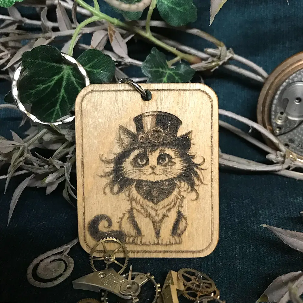 Steampunk Cat Keyring 02