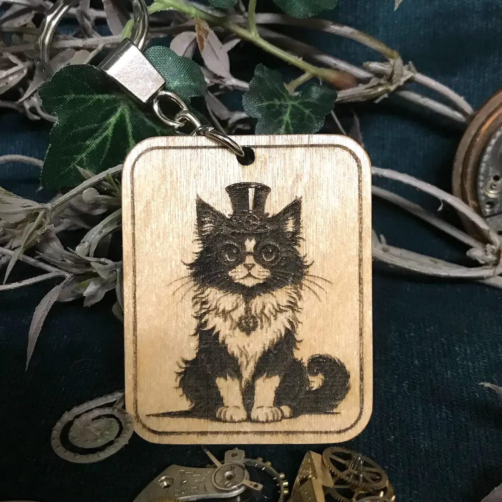 Steampunk Cat Keyring 03