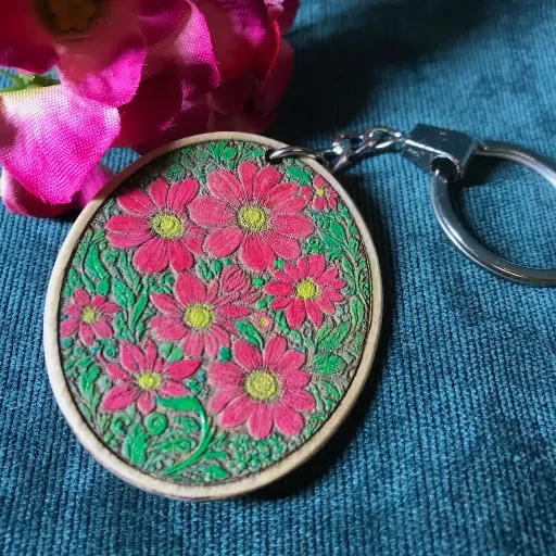 Daisies - Painted Floral Keyring 02