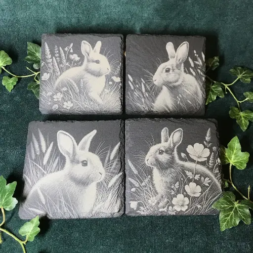 Rabbit  - Square Slate Coasters