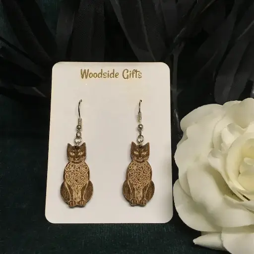 Celtic Cat - Dangly Earrings