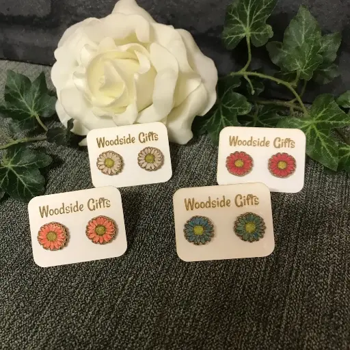 Painted Daisy Stud Earrings