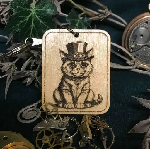 Steampunk Cat Keyring 04