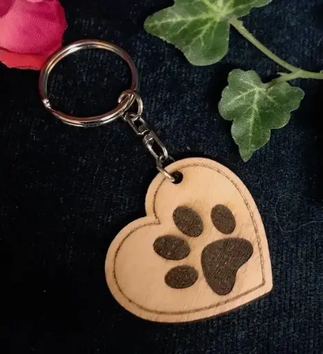 Loveheart Paw Keyring - Double Sided