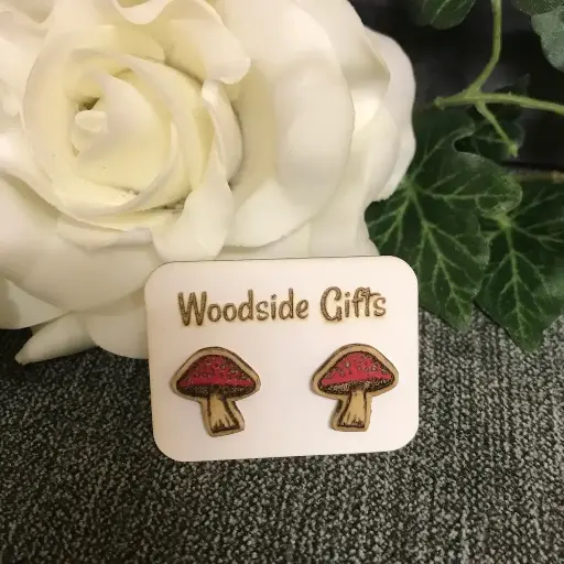 Painted Mushroom Stud Earrings