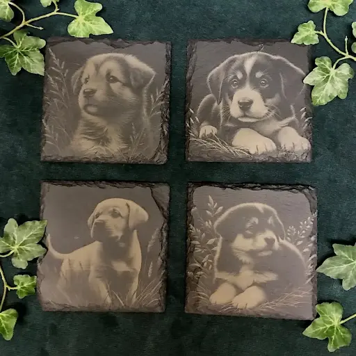 Puppy Dogs - Square Slate Coasters