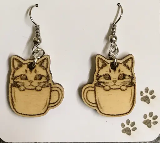 Cats in Cups - Barista Dangly Earrings